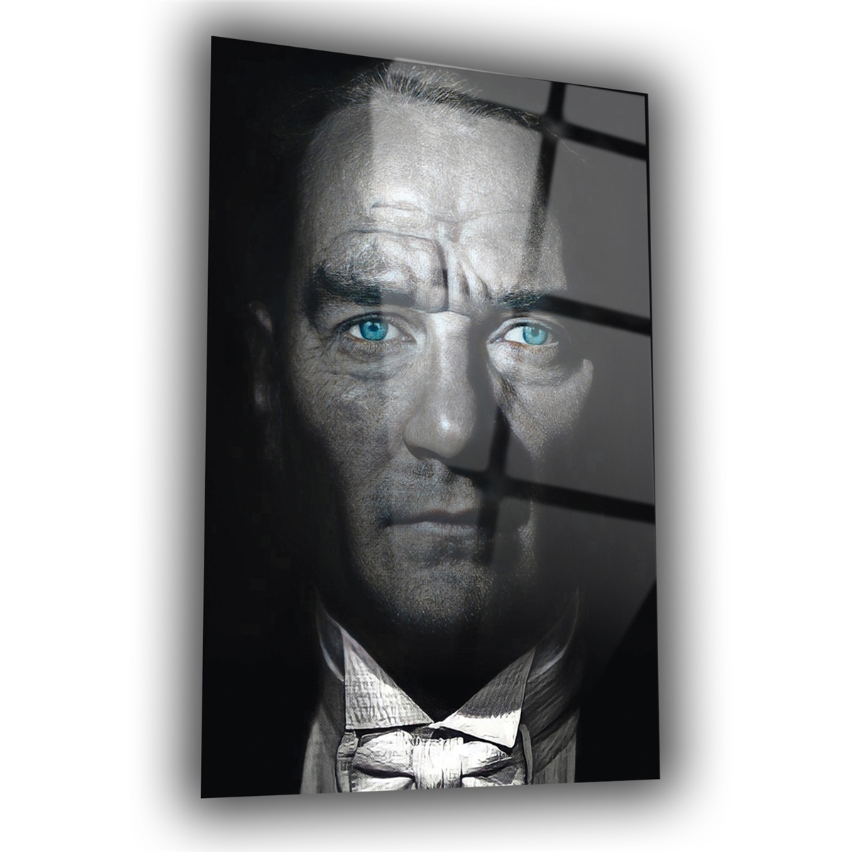 Gazi Mustafa Kemal Atatürk Mavi Bakış Portre Cam Tablo