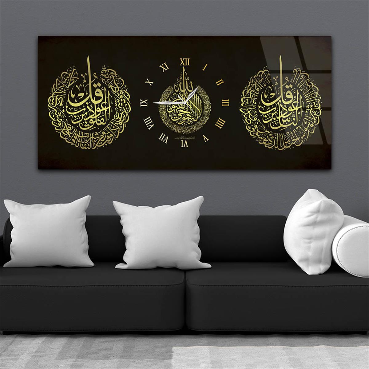 Middle-Clock, Religious-Themed Horizontal Glass Wall Painting 080