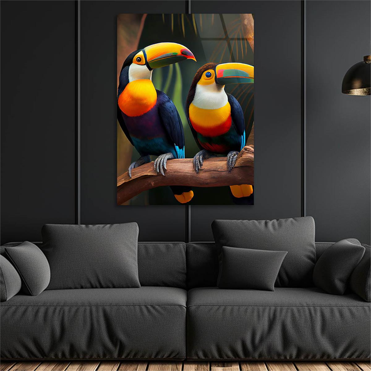 Dikey Sanat Temalı Cam Tablo 519