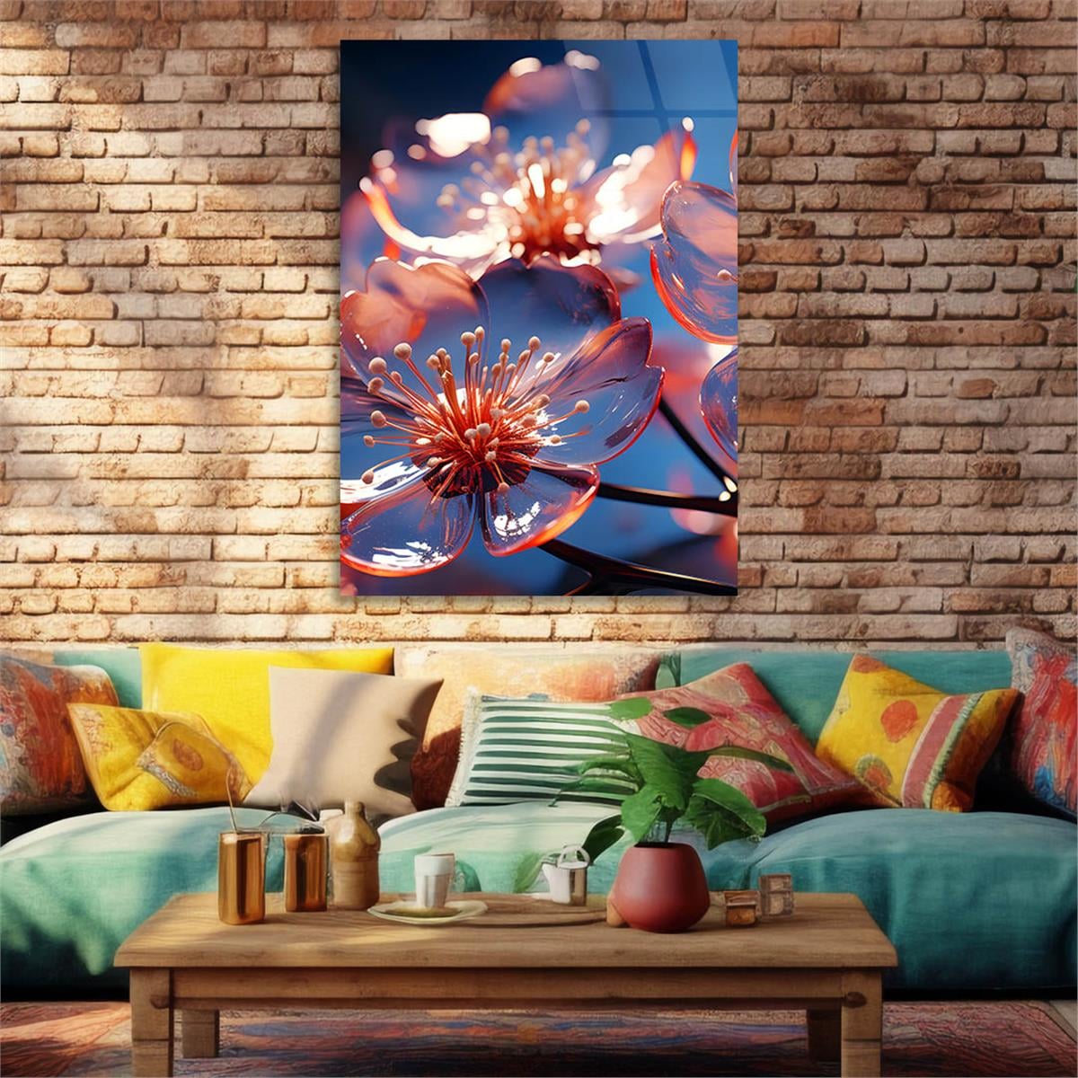 Dikey Sanat Temalı Cam Tablo 353