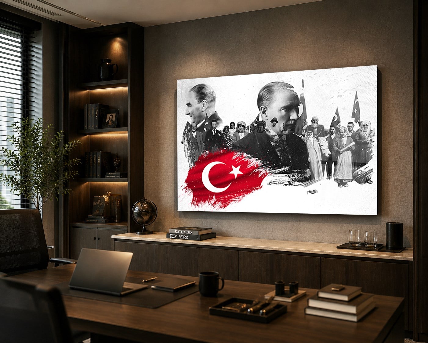 Yatay VatanTemalı Cam Tablo 124