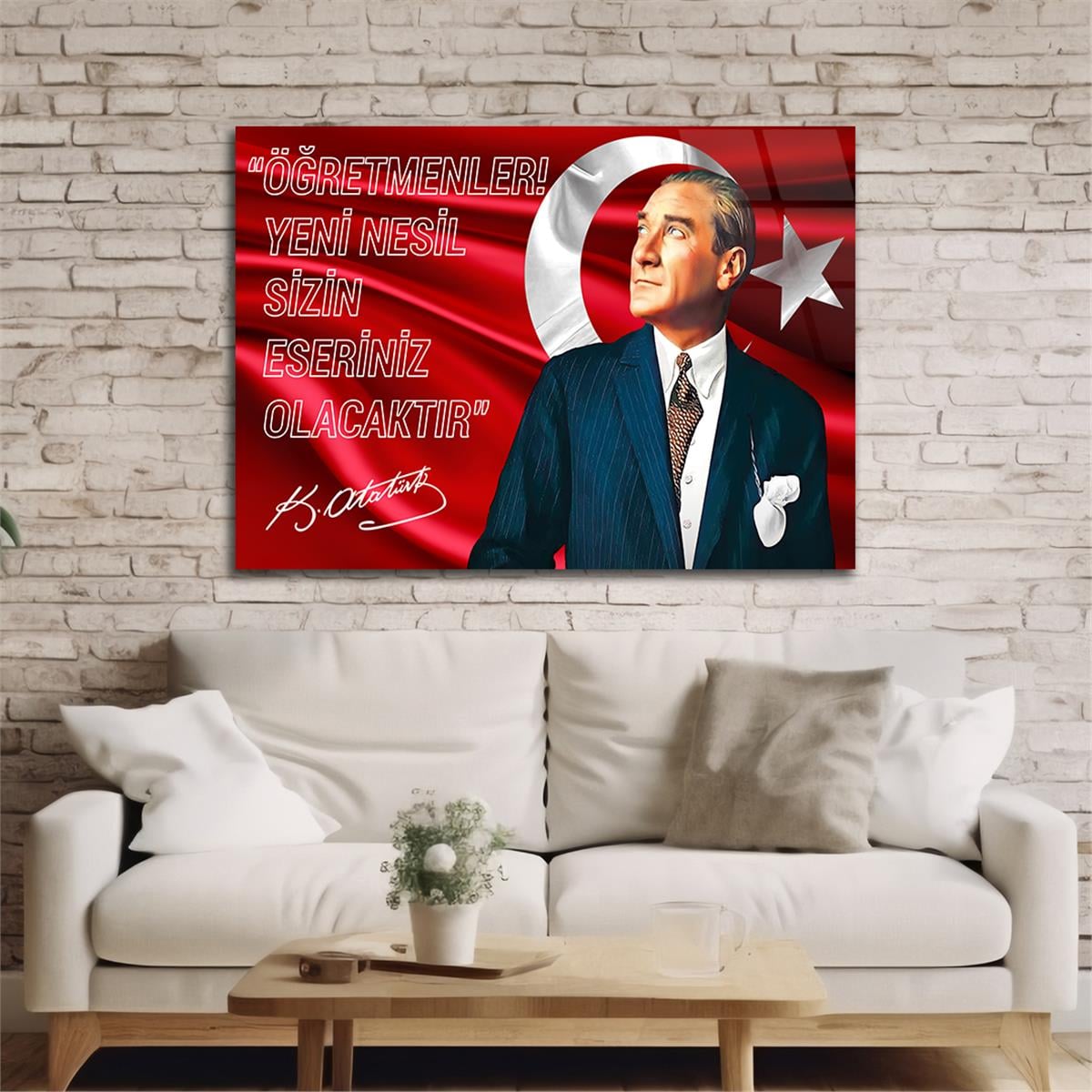Yatay Vatan Temalı Cam Tablo 164
