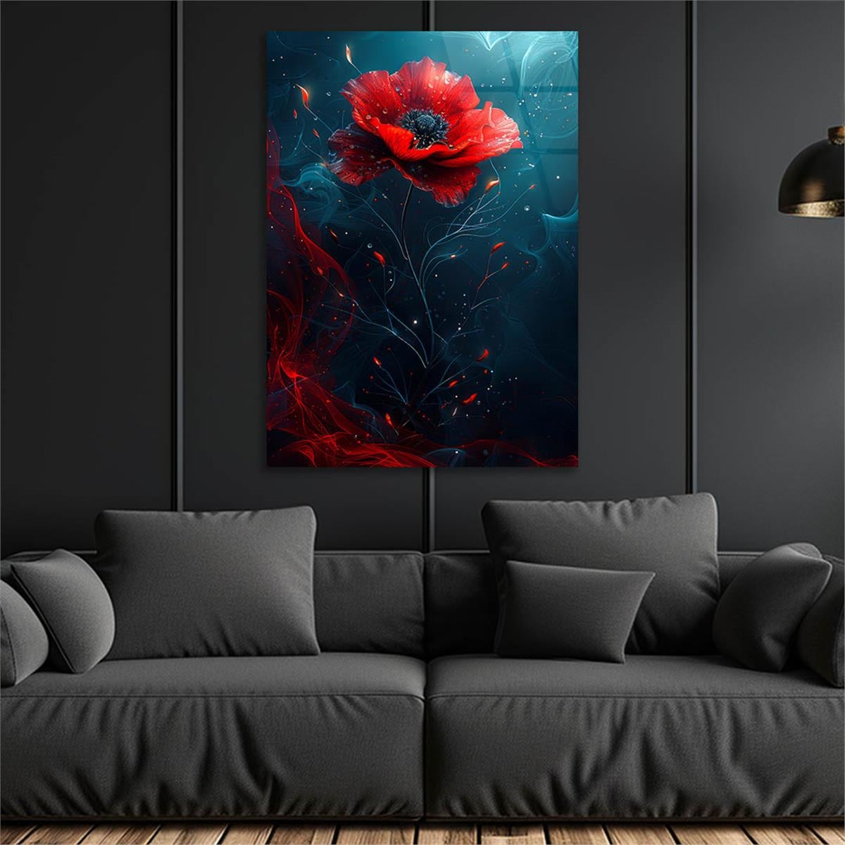 Dikey Sanat Temalı Cam Tablo 458