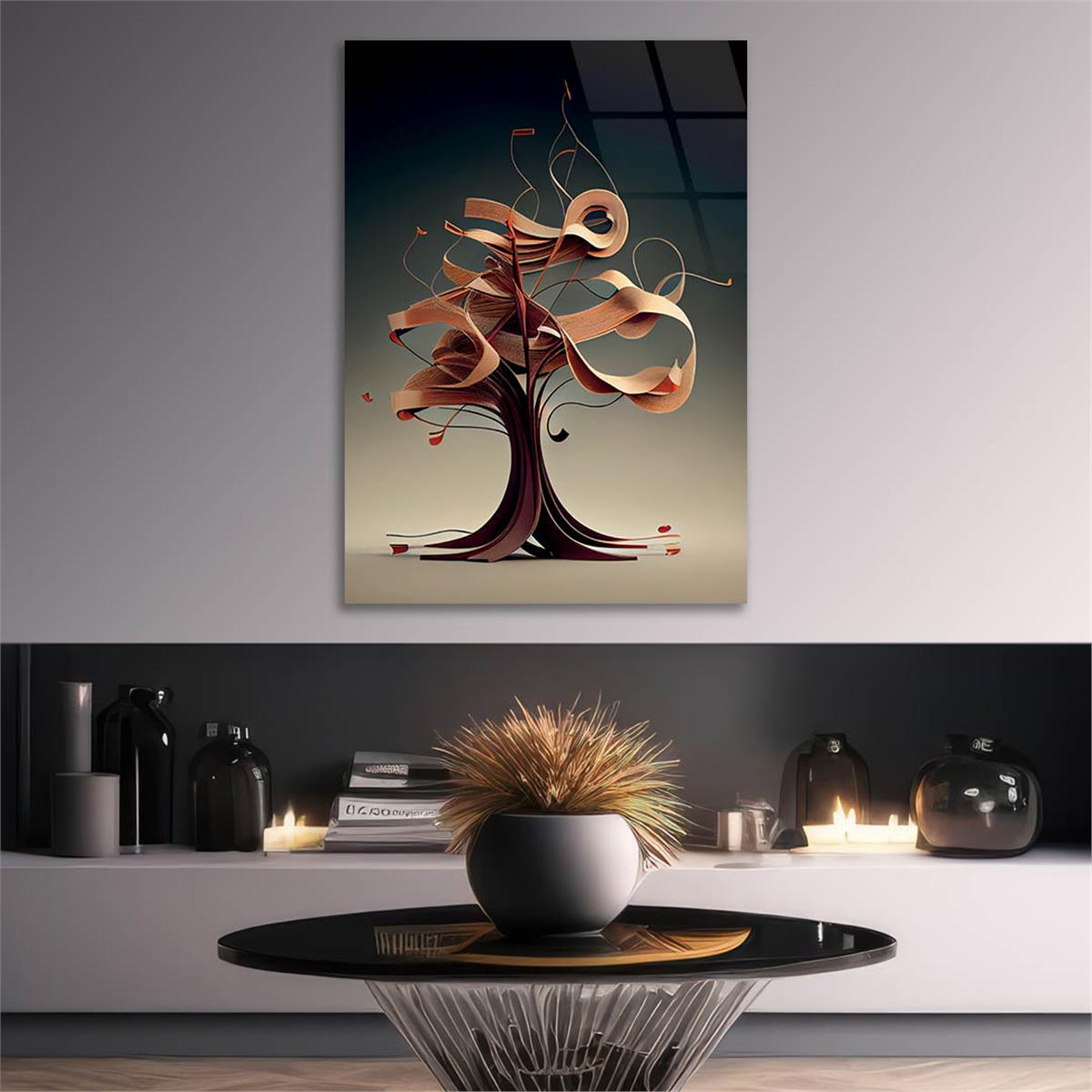Vertical Tempered Glasss Wall Arts Natured-Themed211
