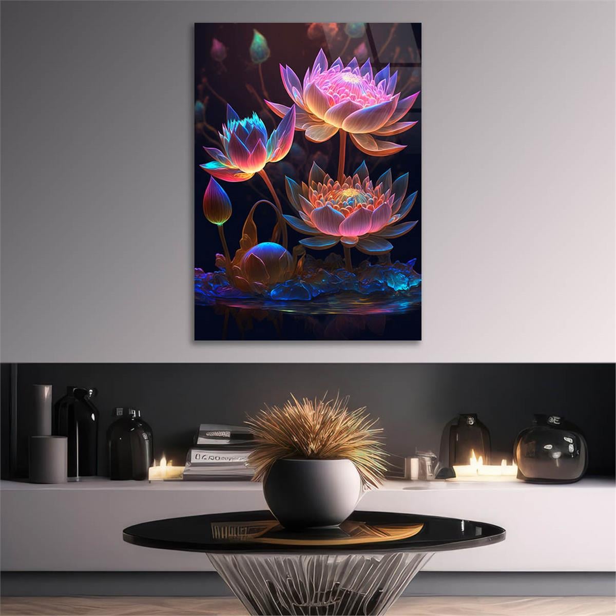 Dikey Sanat Temalı Cam Tablo 482