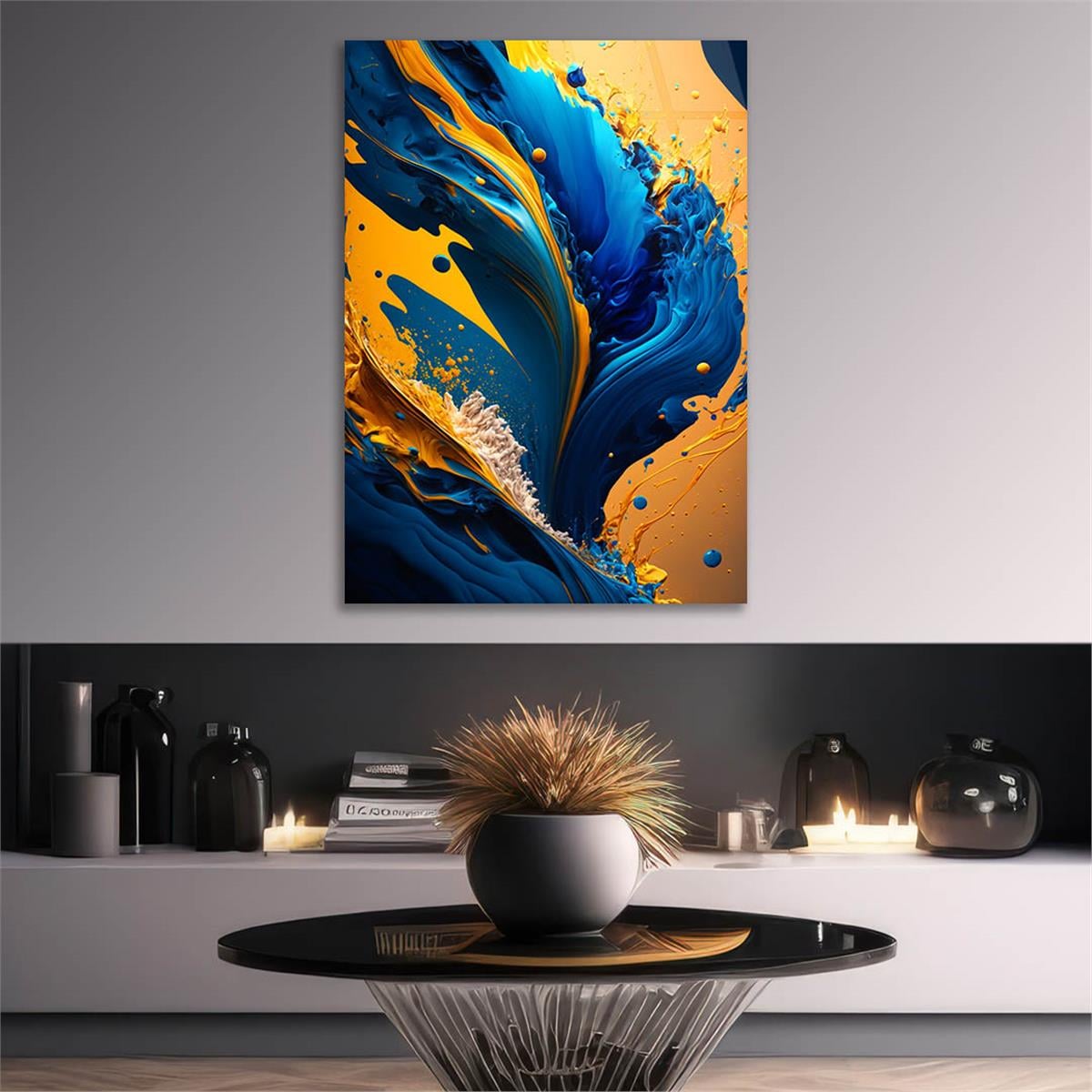 Dikey Sanat Temalı Cam Tablo 433
