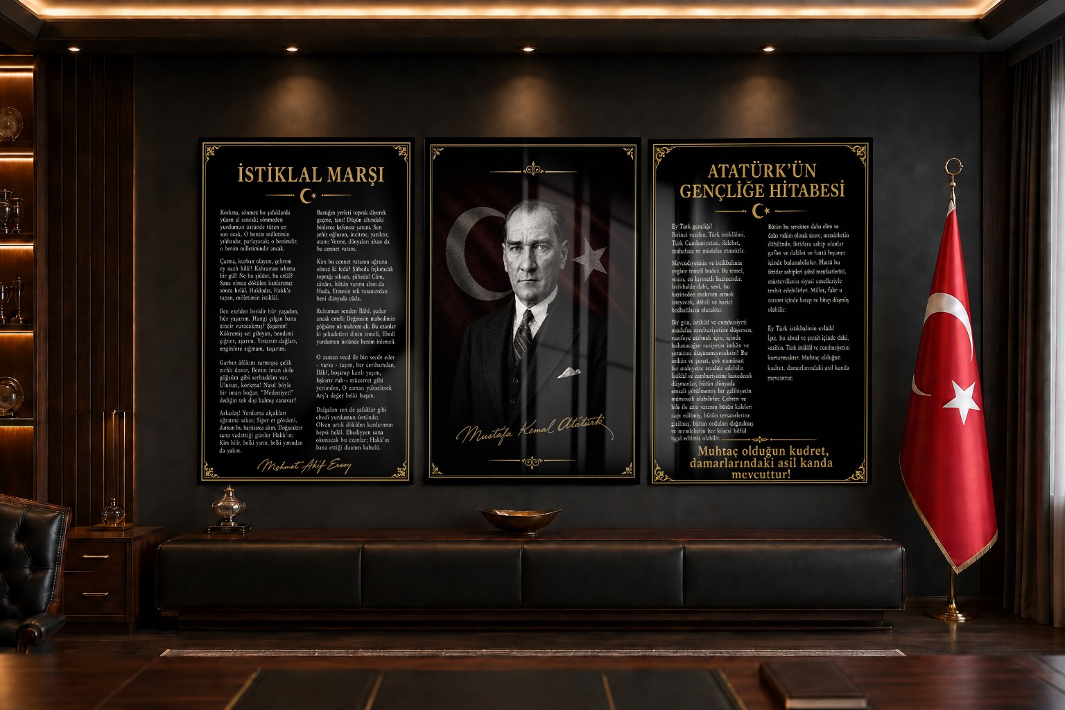  3lü Set VatanTemalı Cam Tablo 32