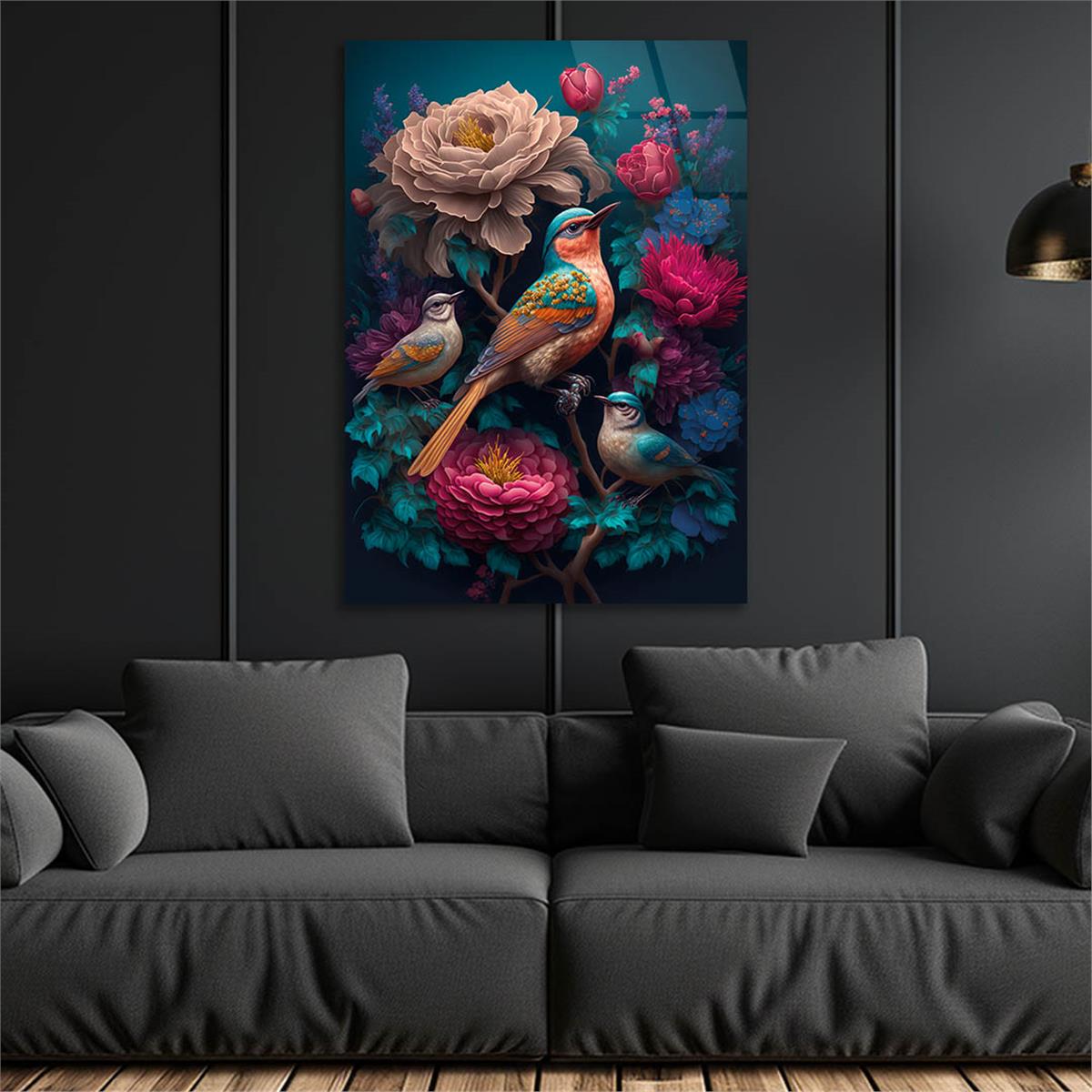 Dikey Sanat Temalı Cam Tablo 349