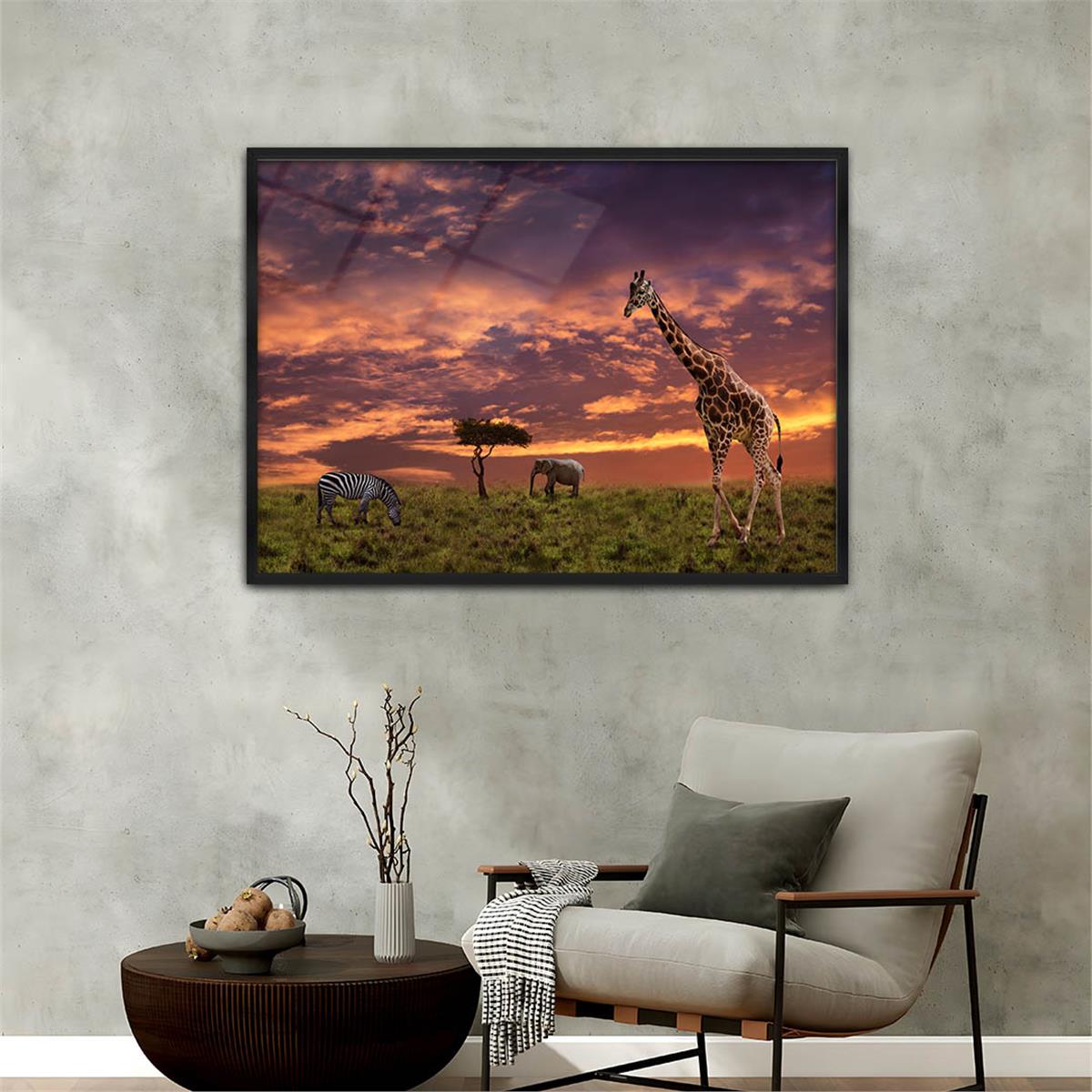Aluminum-Framed Natured-Themed Tempered Glass Wall Art 091