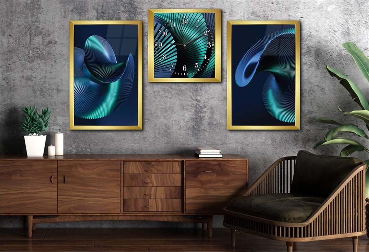 Gehard Glasschilderij Set aan de Kunst Thema Met Klok