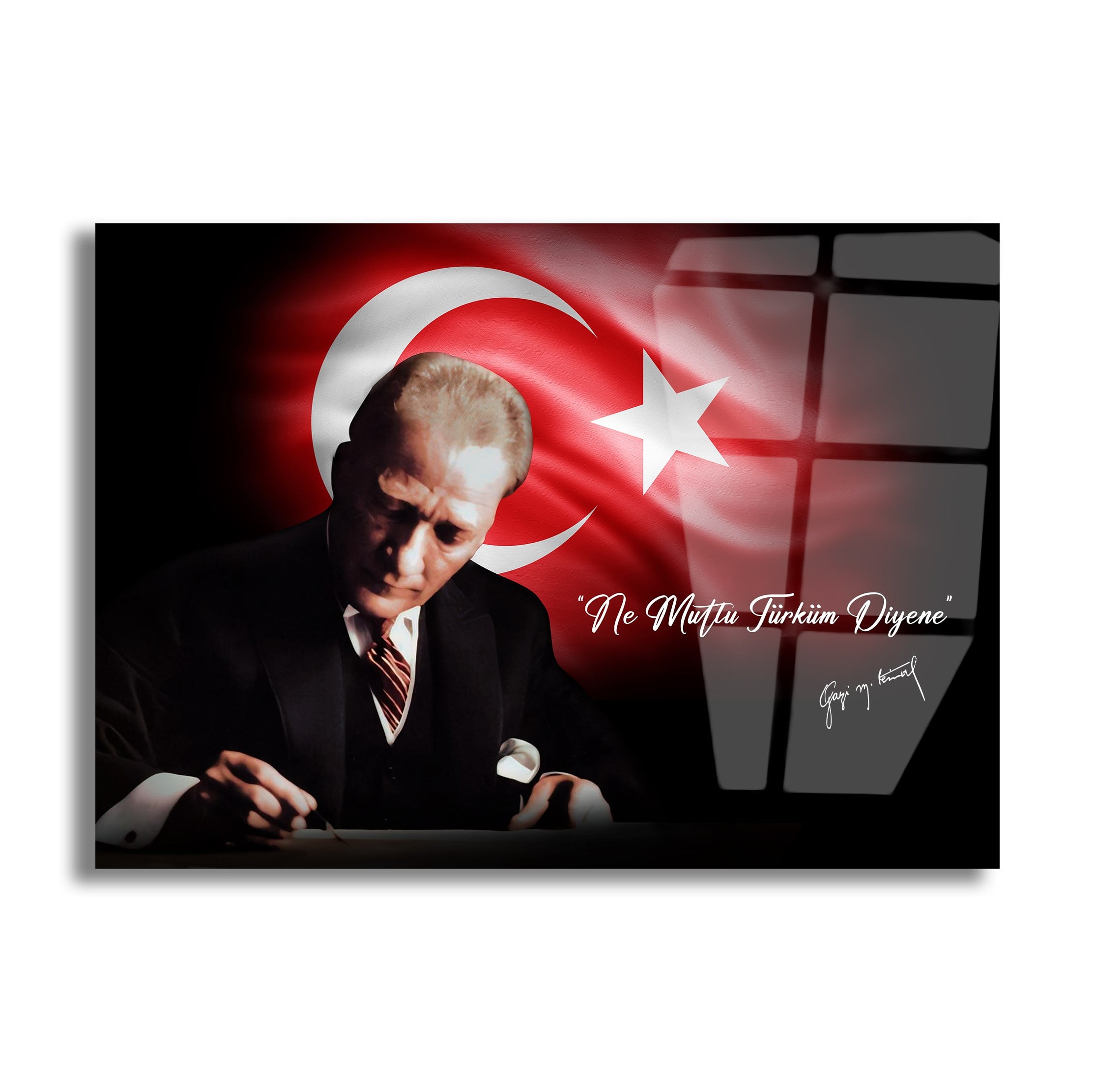 Yatay VatanTemalı Cam Tablo 134