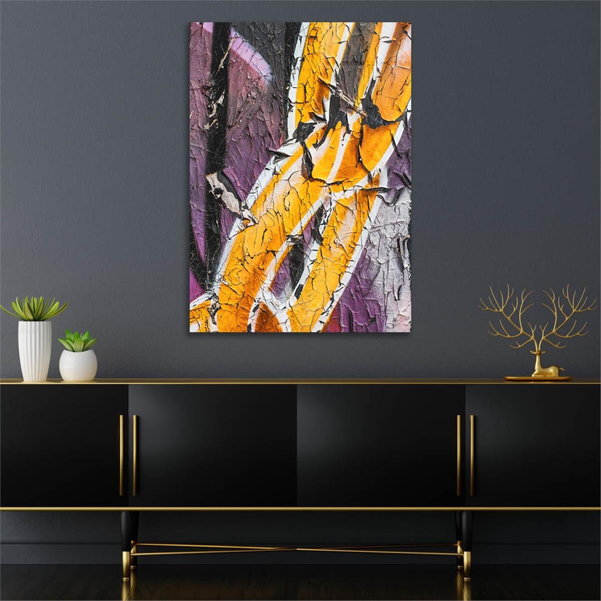 Dikey Sanat Temalı Cam Tablo 552