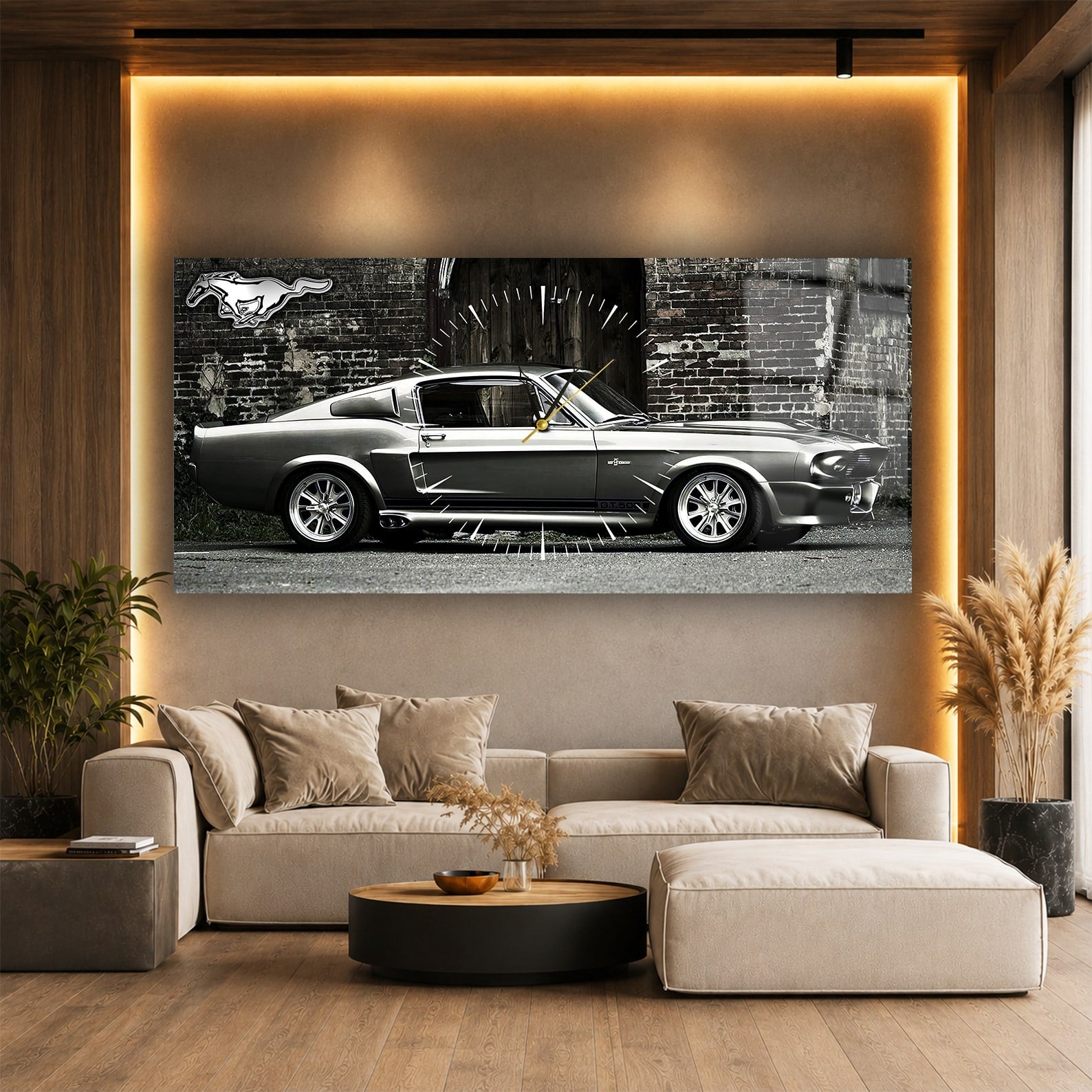 Klasik Ford Mustang Saatli Cam Tablo