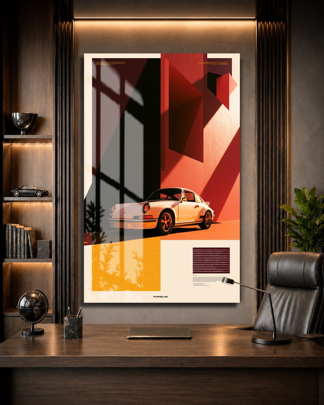 Klasik Beyaz Porsche Cam Tablo