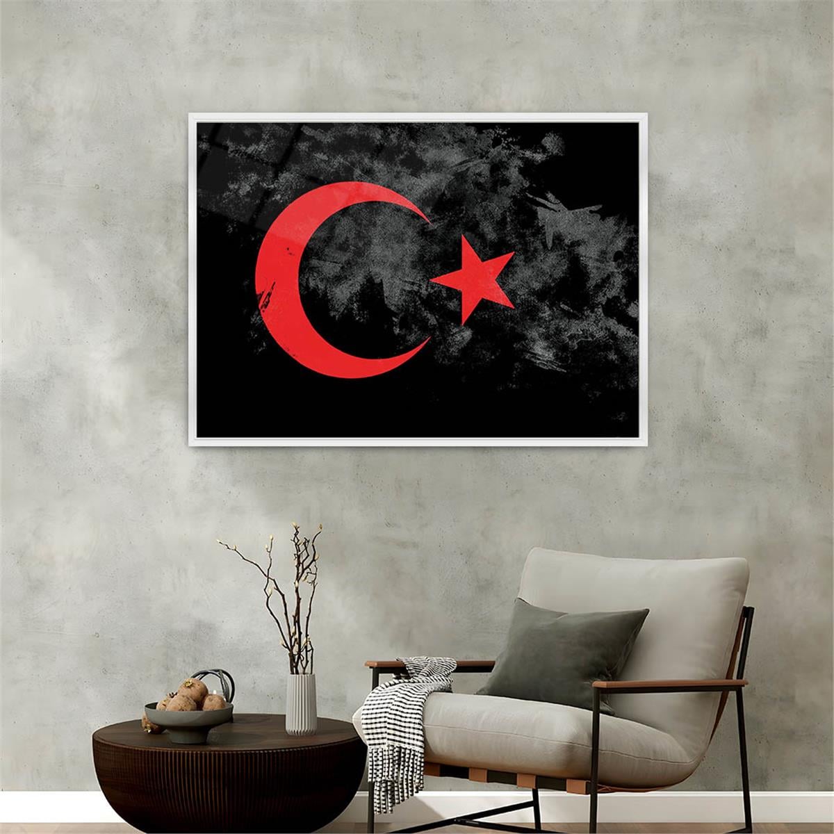 Alüminyum Çerçeveli Vatan Temalı Cam Tablo 076