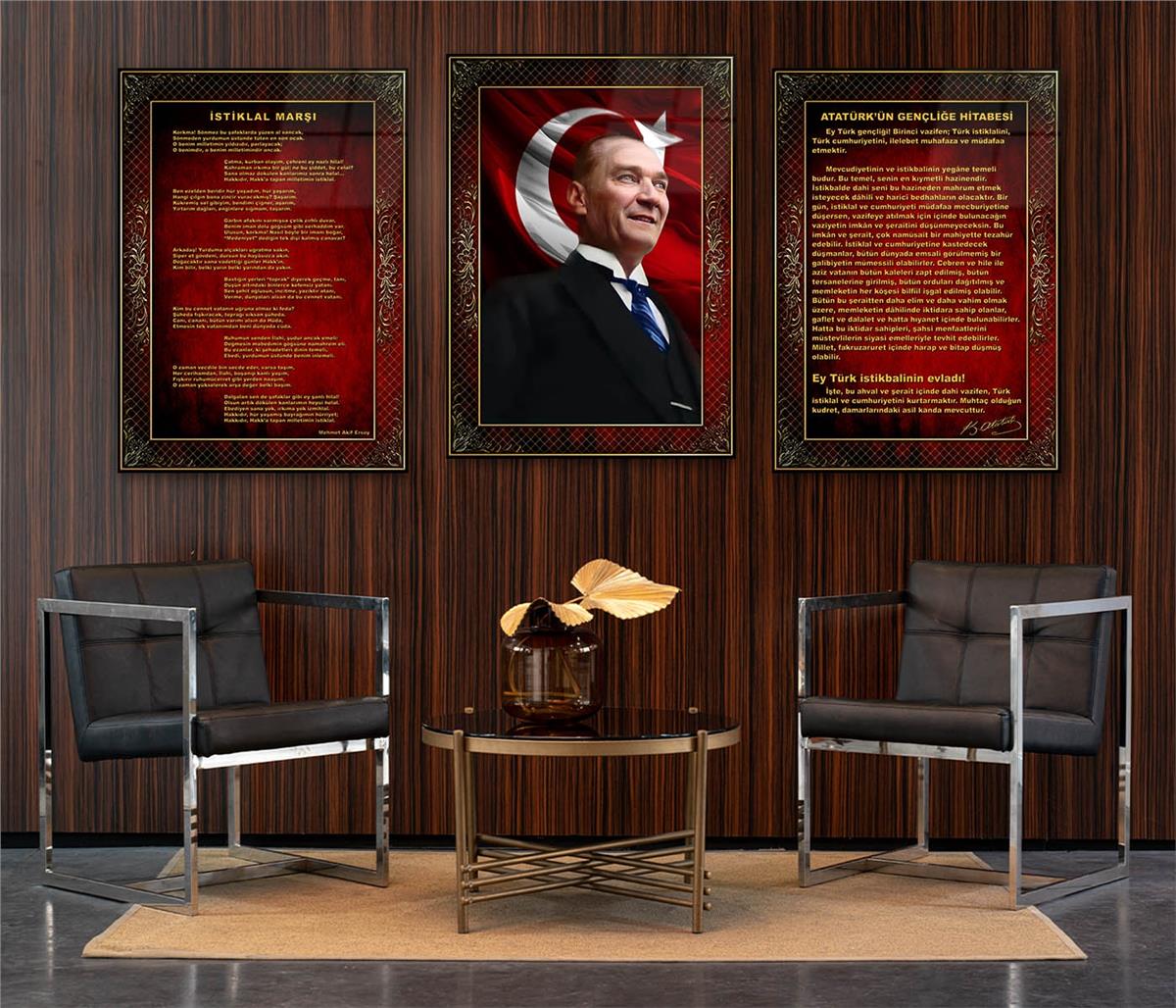  3lü Set VatanTemalı Cam Tablo 23