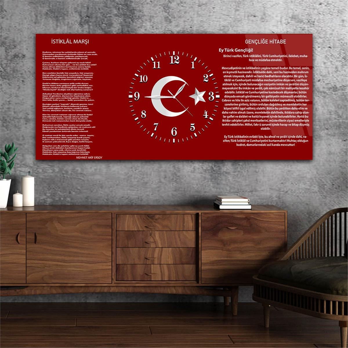 Middle-Clock, Homeland-Themed Horizontal Glass Wall Painting 002