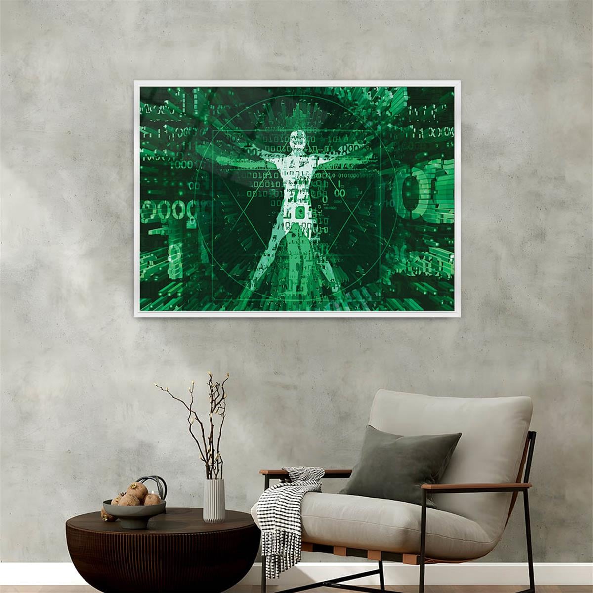 Aluminum-Framed Art-Themed Tempered Glass Wall Art 075