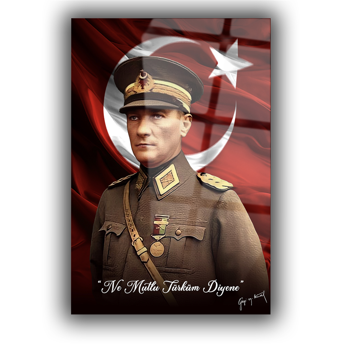 Dikey VatanTemalı Cam Tablo 150