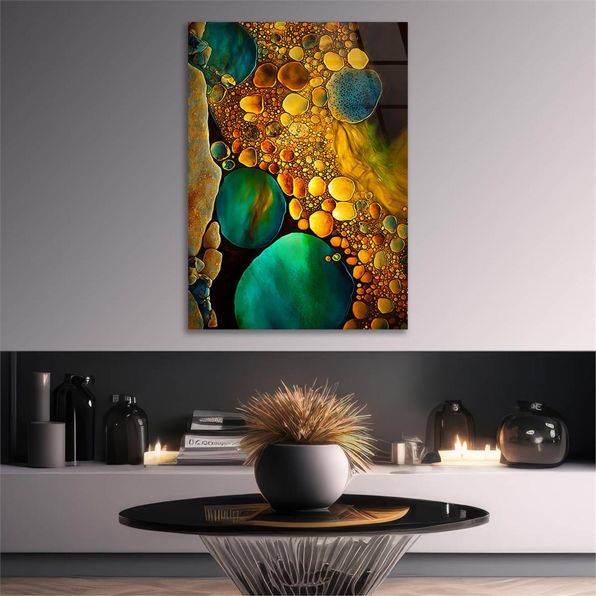 Dikey Sanat Temalı Cam Tablo 469