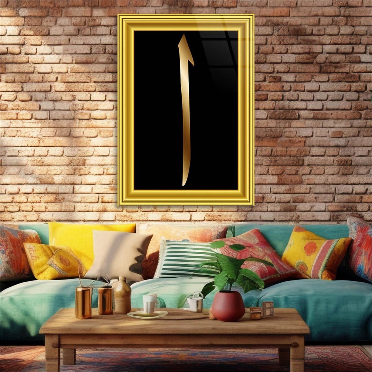 Glass Wall Art with Elif Inscription and Framed Border