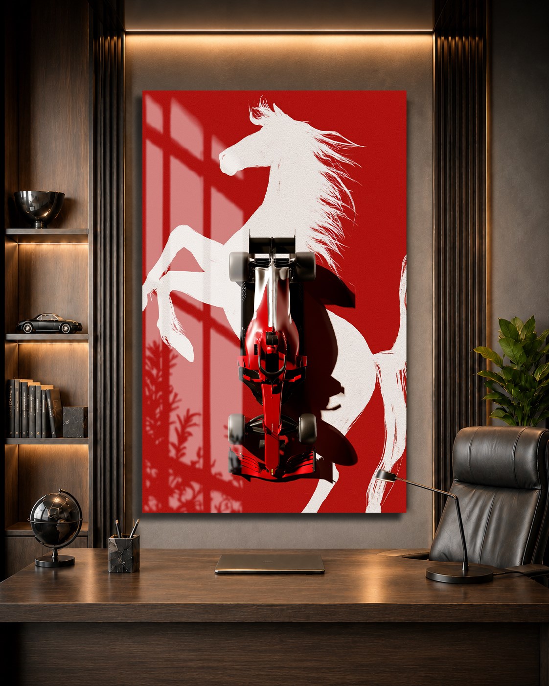 Kırmızı Ferrari Formula 1 Cam Tablo
