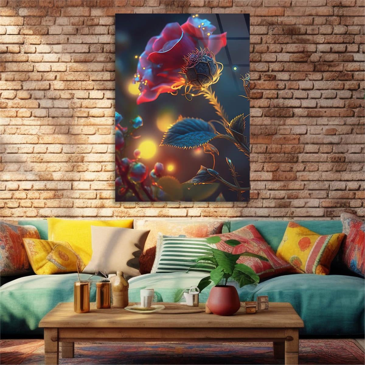Dikey Doğa Temalı Cam Tablo126