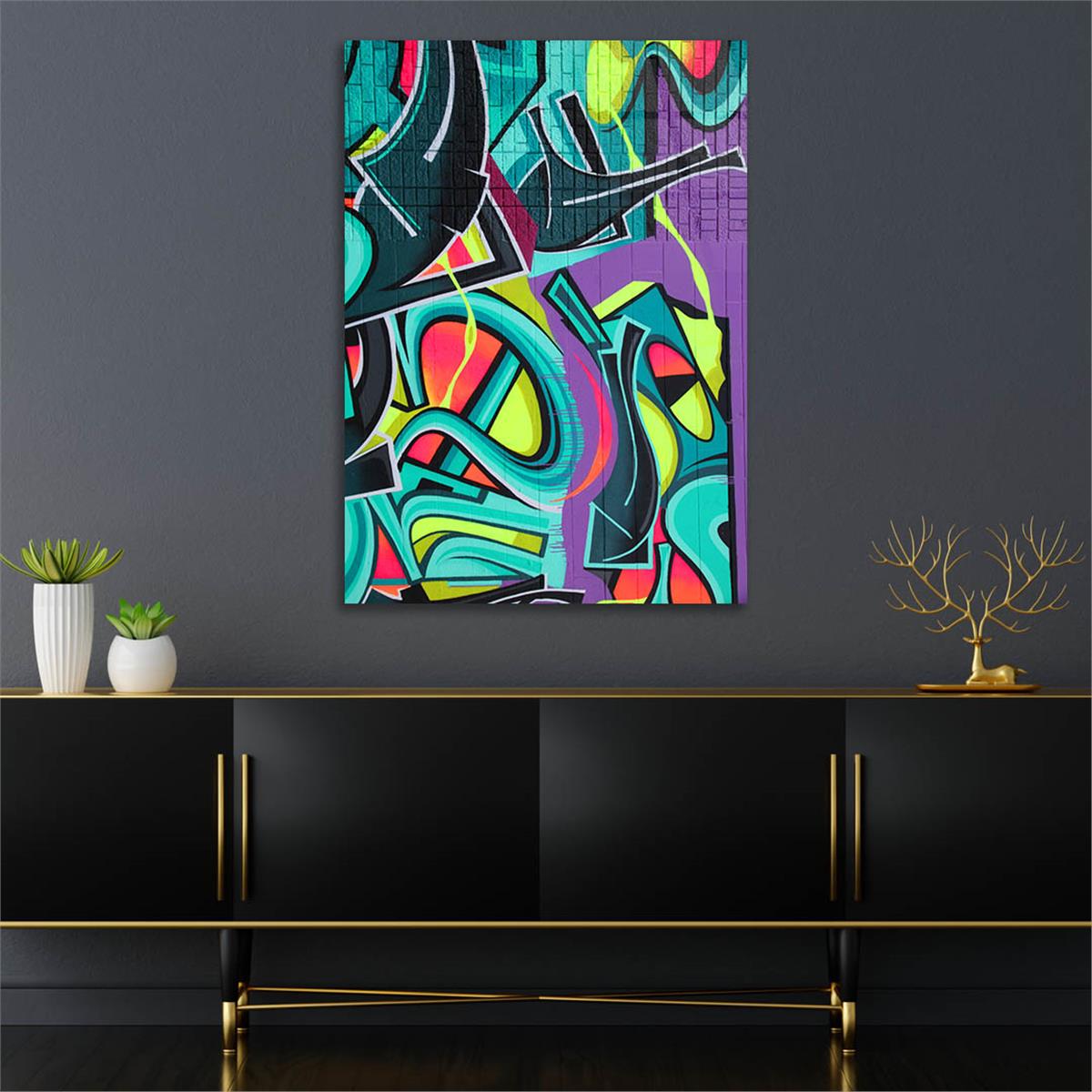 Dikey Sanat Temalı Cam Tablo 422