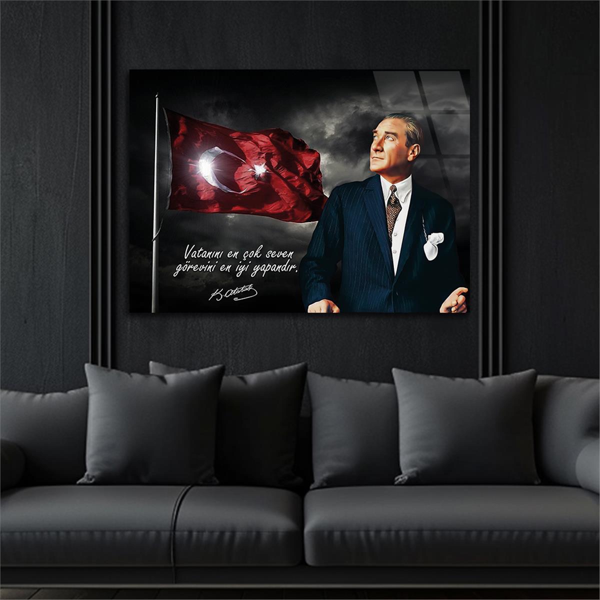 Yatay Vatan Temalı Cam Tablo 170