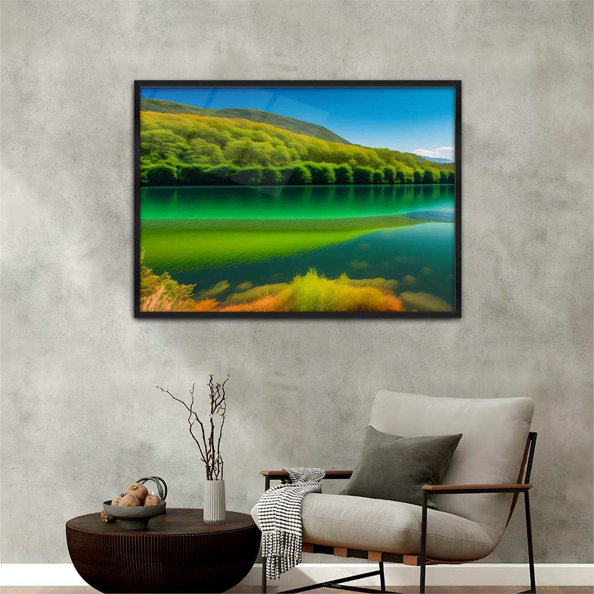 Aluminum-Framed Natured-Themed Tempered Glass Wall Art 031