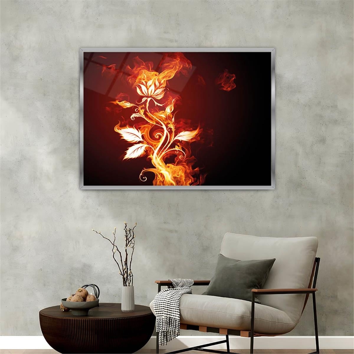 Aluminum-Framed Art-Themed Tempered Glass Wall Art 074