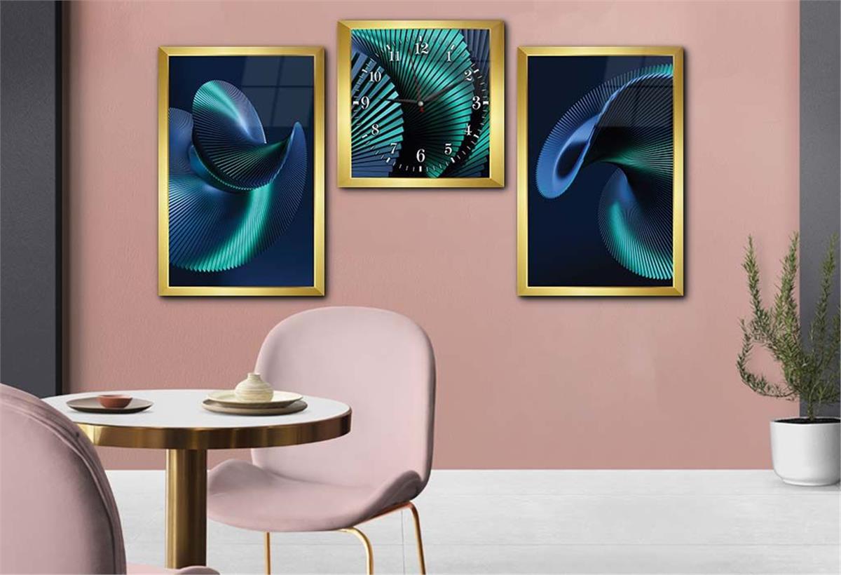 Gehard Glasschilderij Set aan de Kunst Thema Met Klok