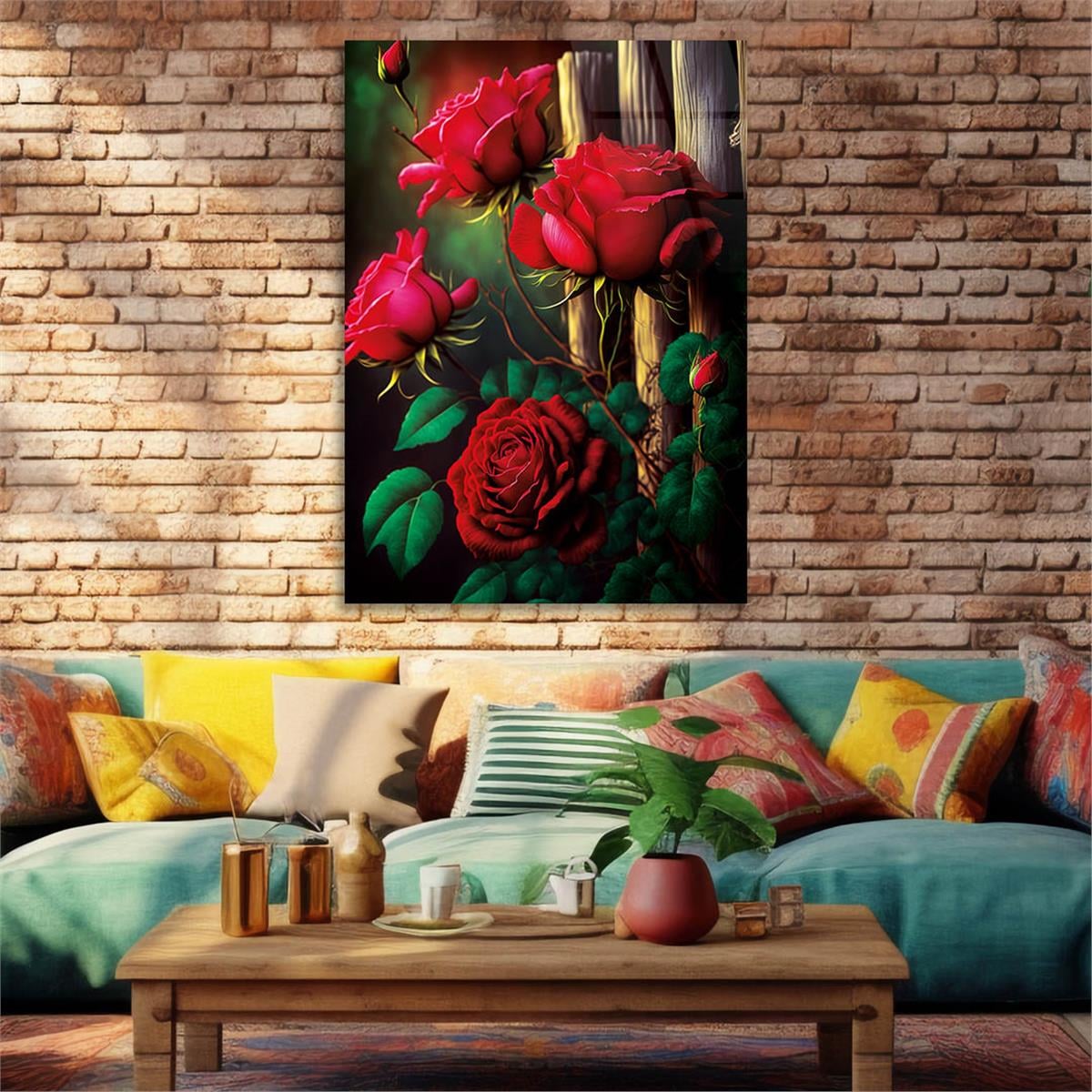 Vertical Tempered Glasss Wall Arts Natured-Themed146