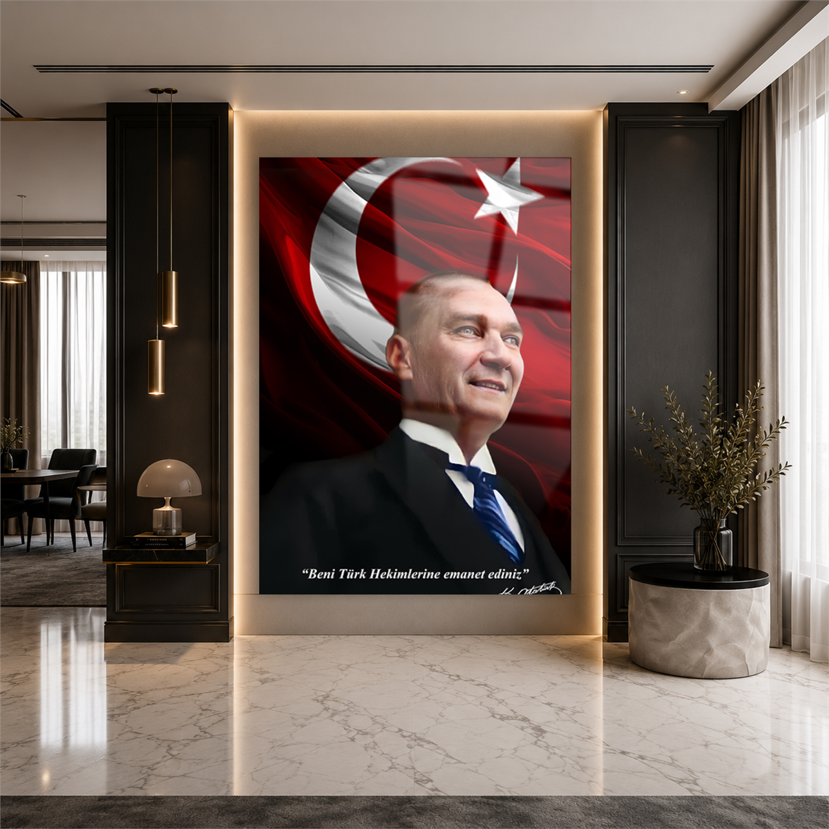 Dikey VatanTemalı Cam Tablo 189
