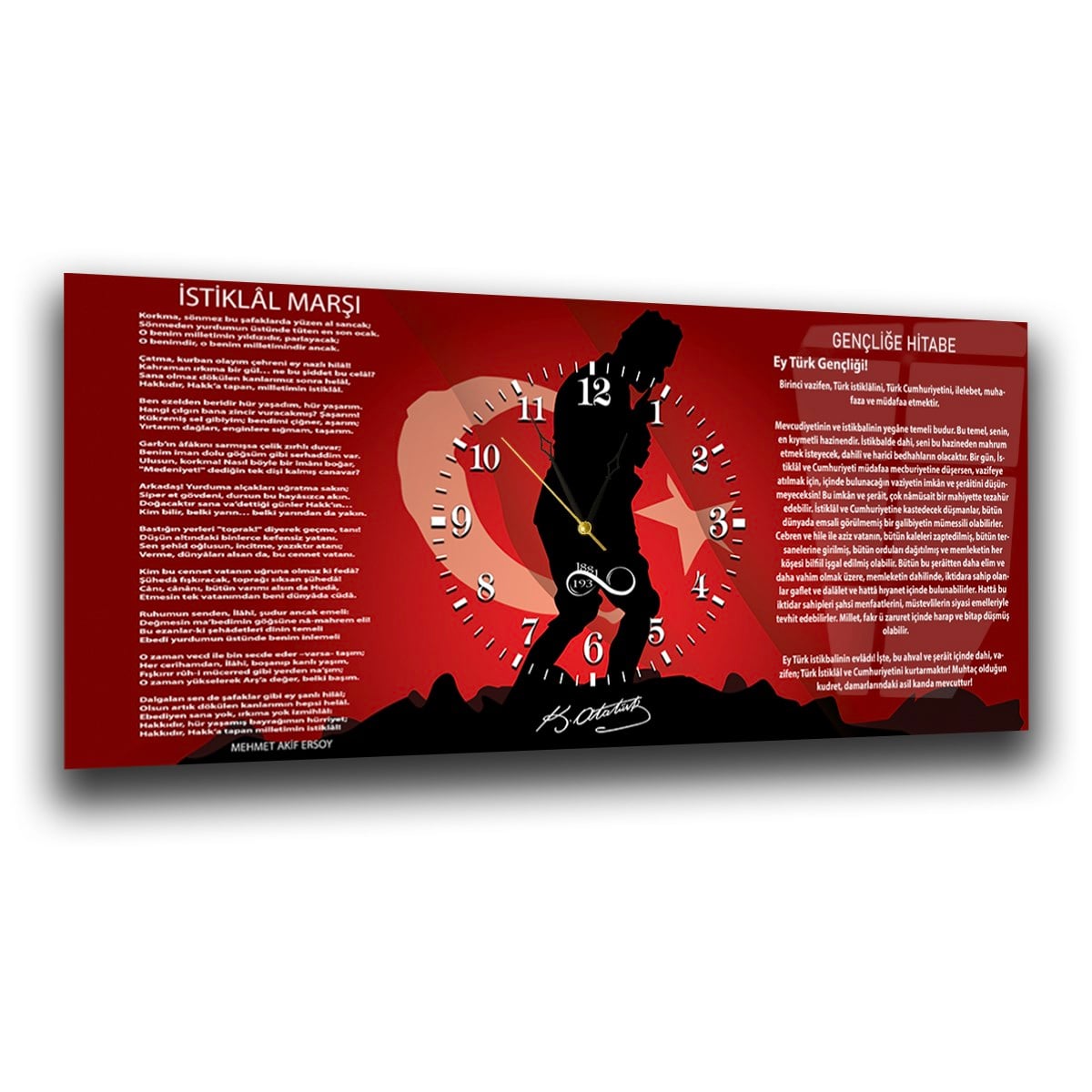 Middle-Clock, Homeland-Themed Horizontal Glass Wall Painting 050