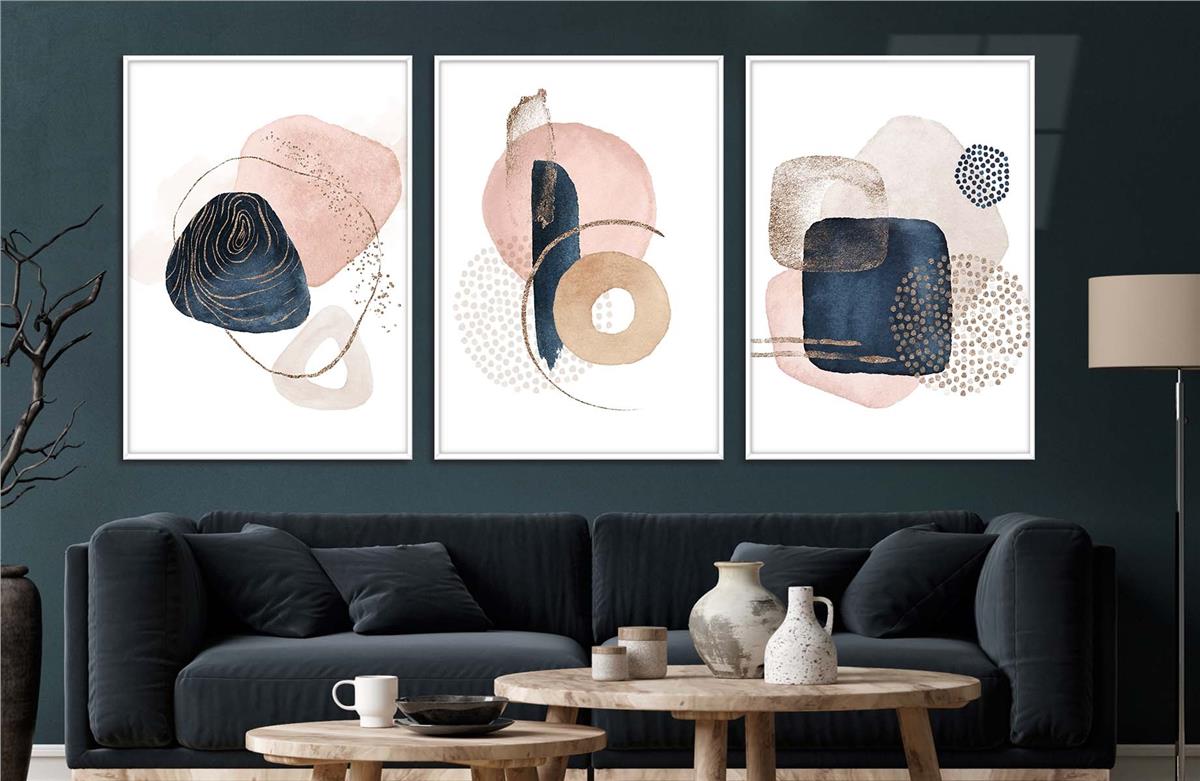 Alüminyum Çerçeveli Sanat Temalı 3lü Set CAM Tablo 0082