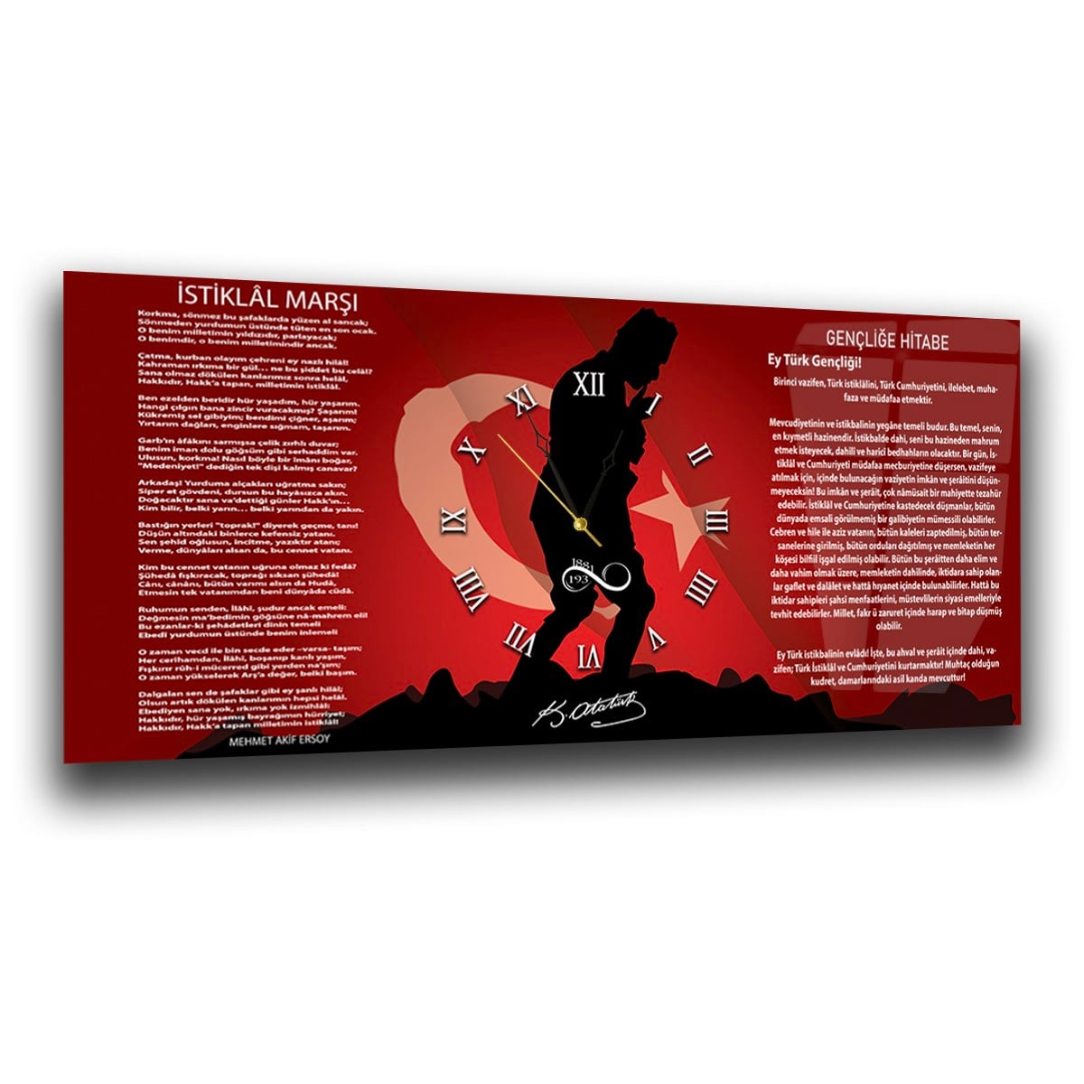 Middle-Clock, Homeland-Themed Horizontal Glass Wall Painting 051