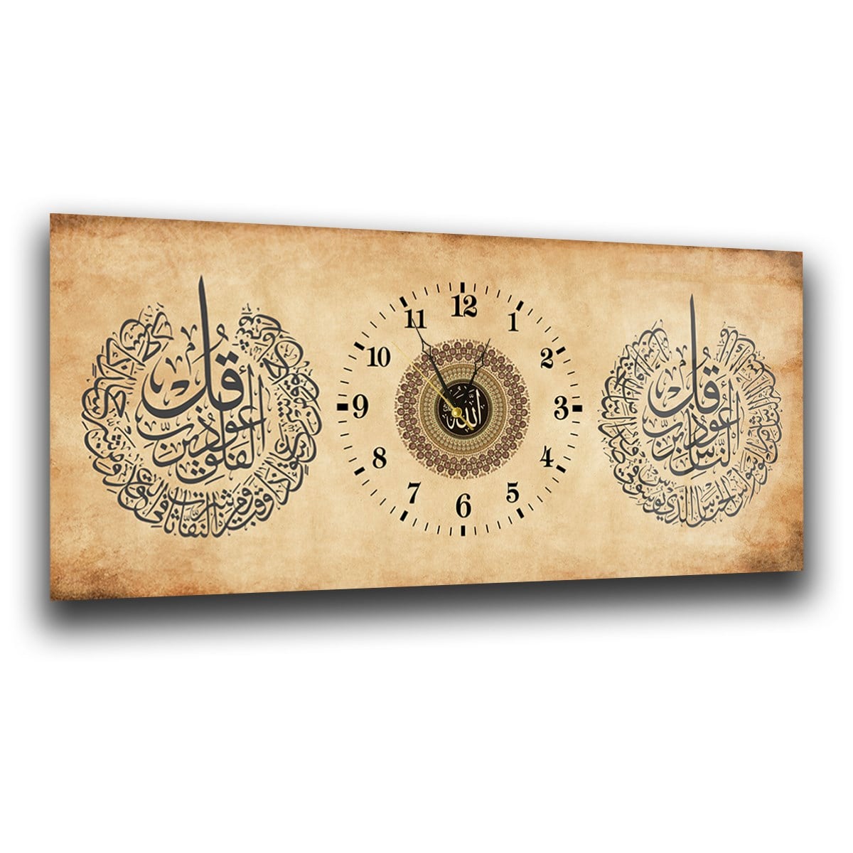 Middle-Clock, Religious-Themed Horizontal Glass Wall Painting 074