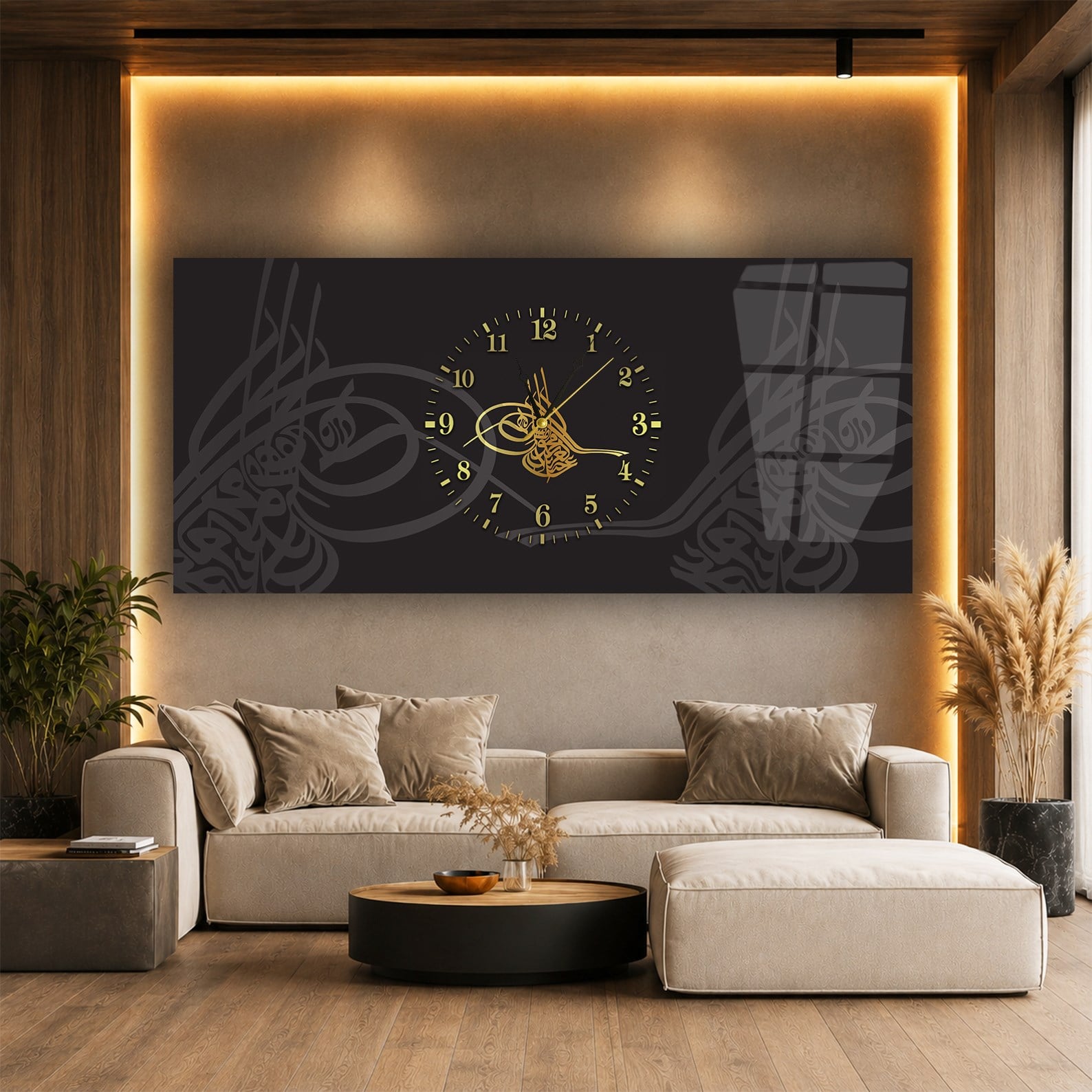 Middle-Clock, Religious-Themed Horizontal Glass Wall Painting 108