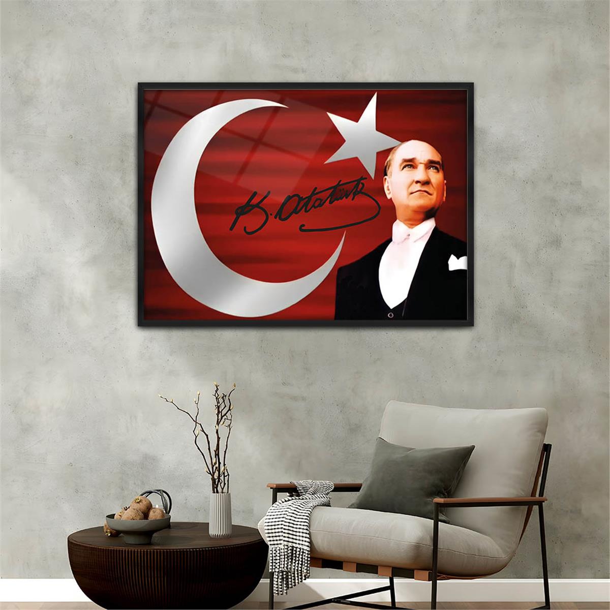 Aluminum-Framed National-Themed Tempered Glass Wall Art 015