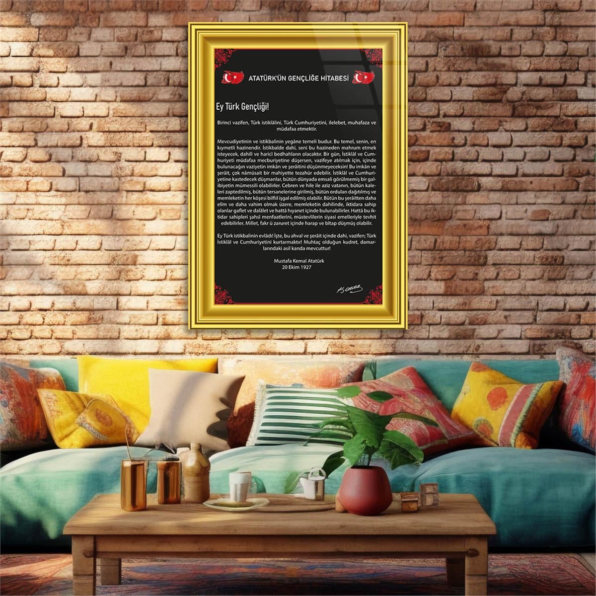 Atatürks Address to the Turkish Youth Glass Wall Art 