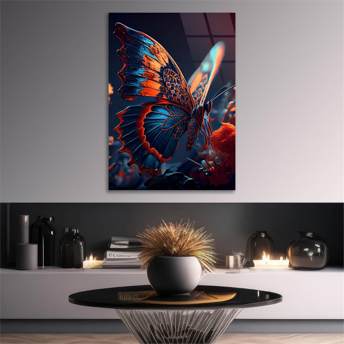 Dikey Sanat Temalı Cam Tablo 426