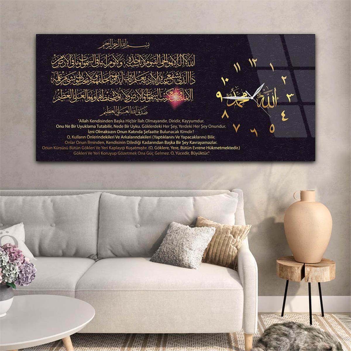 Side-Clock, Religious-Themed Horizontal Glass Wall Painting 022