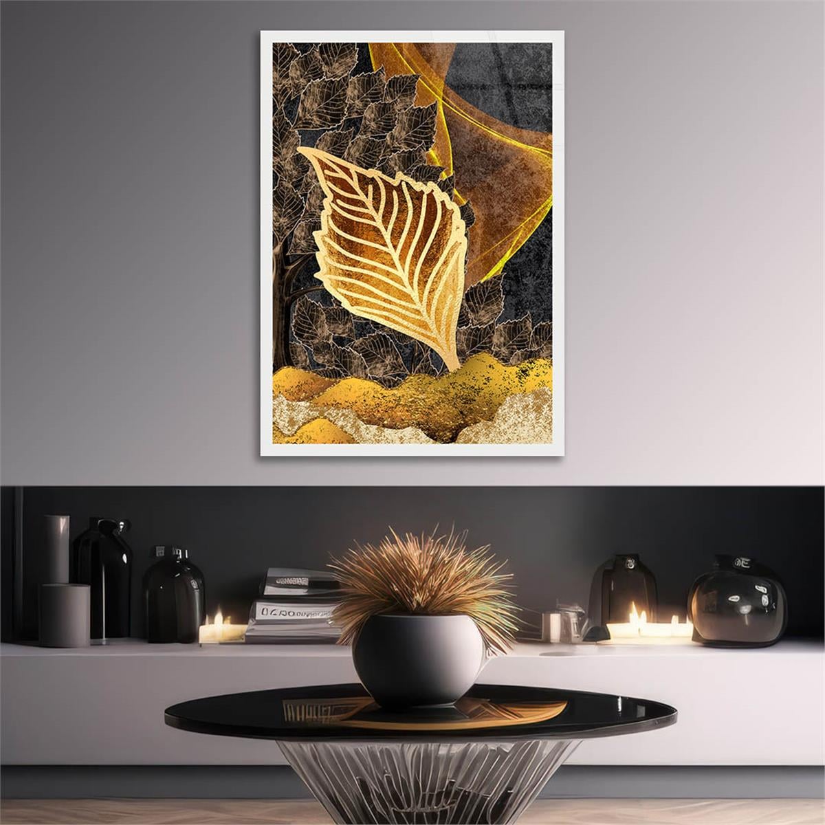 Dikey Sanat Temalı Cam Tablo 366