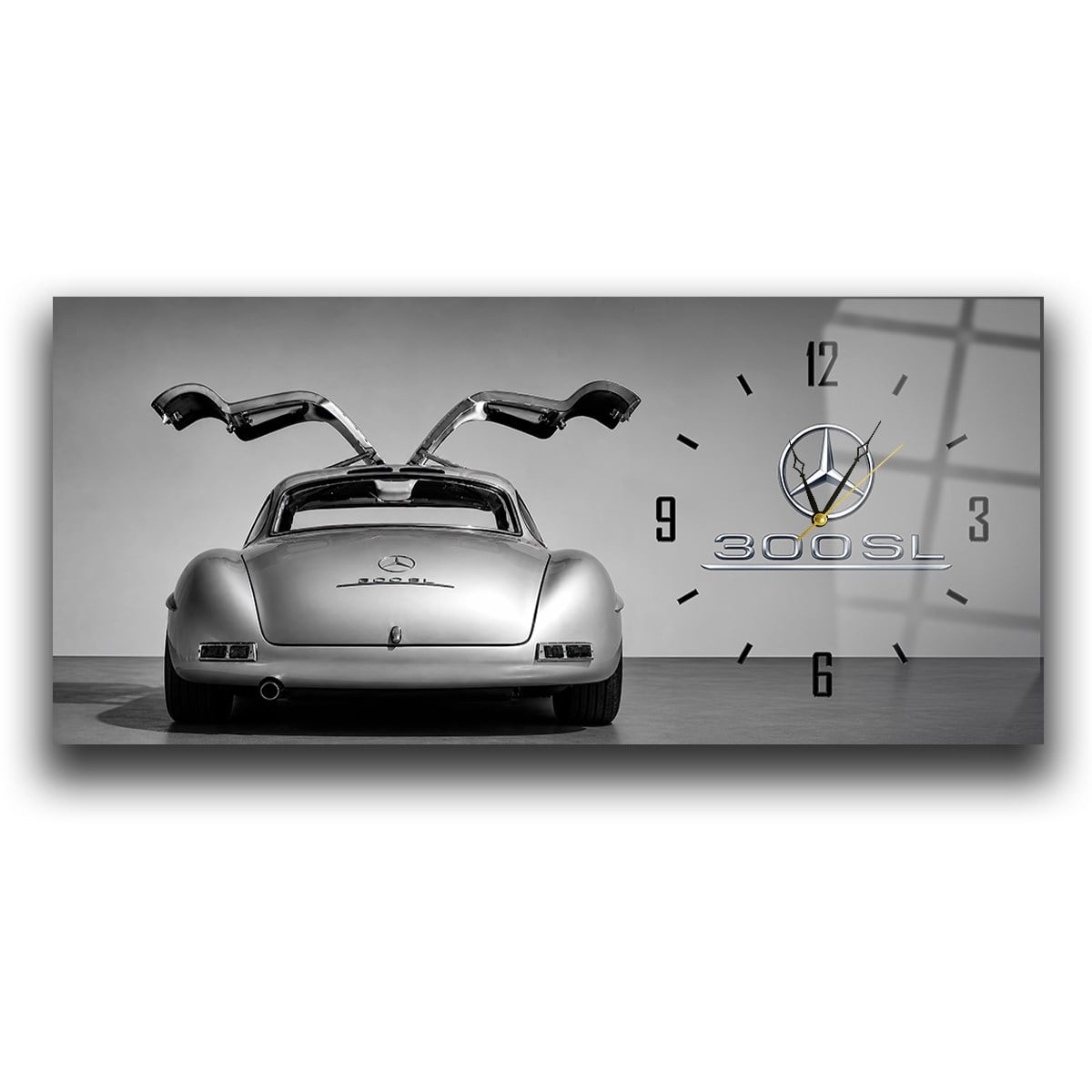 Kırmızı Ferrari Saatli Cam Tablo