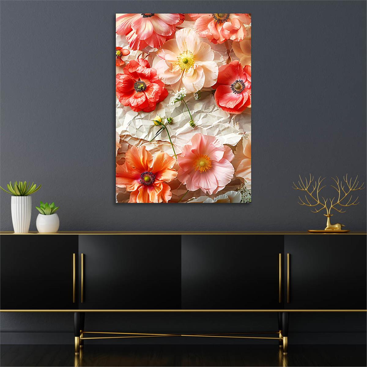Dikey Sanat Temalı Cam Tablo 451