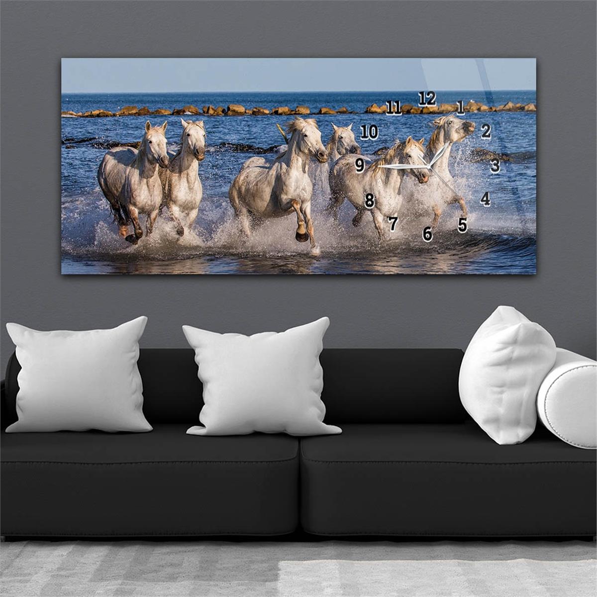 Side-Clock, Art And Nature-Themed Horizontal Glass Wall Painting 131