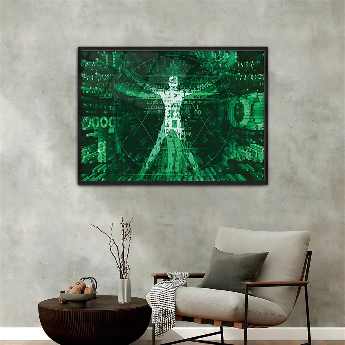 Aluminum-Framed Art-Themed Tempered Glass Wall Art 075