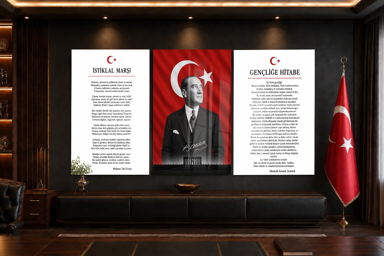  3lü Set VatanTemalı Cam Tablo 28