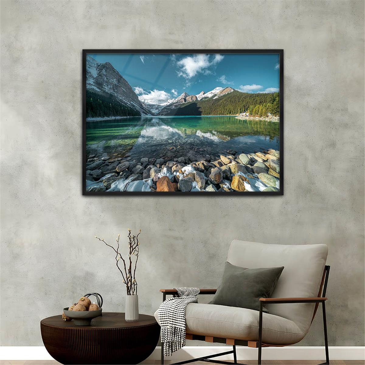 Aluminum-Framed Natured-Themed Tempered Glass Wall Art 019
